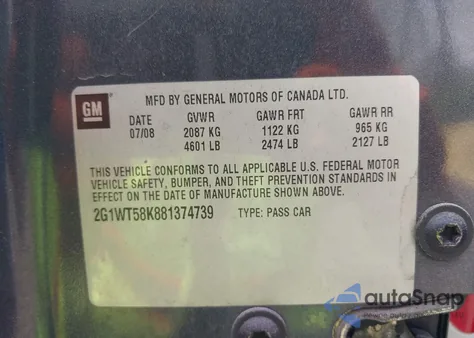 2008 Chevrolet Impala Lt from USA, damaged, VIN 2G1WT58K881374739